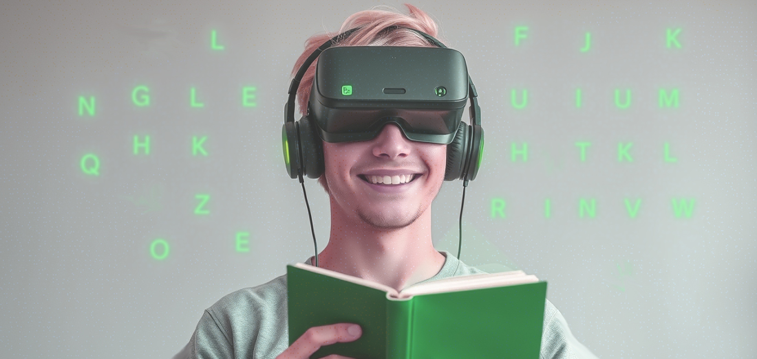 2 AI androids translating in an office